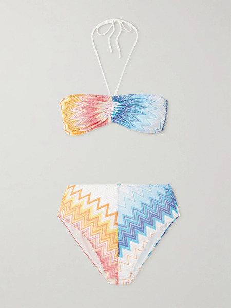  Missoni Missoni - Mare Gathered Metallic Striped Crochet-knit Bikini - Multi 