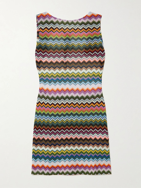  Missoni Missoni - Mare Open-back Striped Metallic Crochet-knit Mini Dress - Multi 