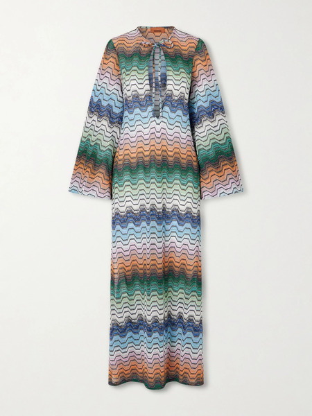  Missoni Missoni - Mare Striped Metallic Crochet-knit Coverup - Blue 