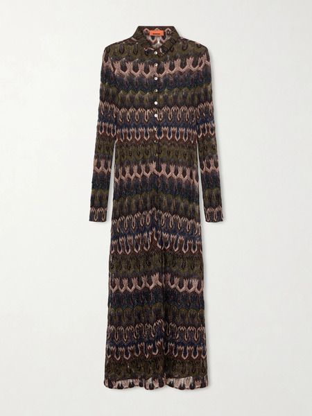  Missoni Missoni - Metallic Crochet-knit Cardigan - Brown 