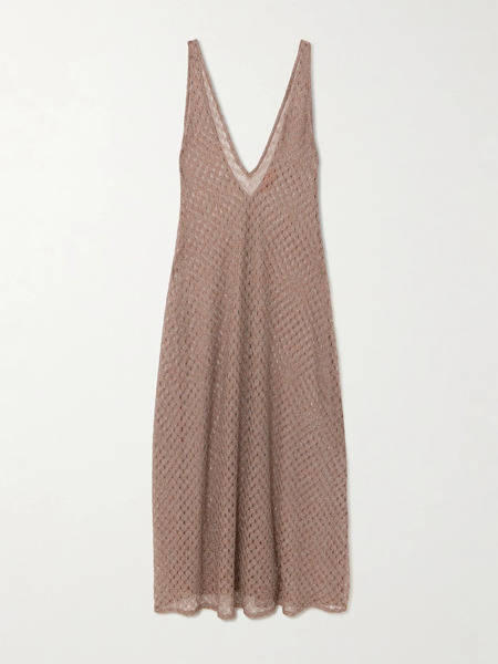 Missoni Missoni - Metallic Crochet-knit Coverup - Brown 