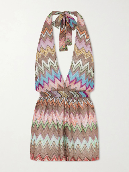  Missoni Missoni - Metallic Crochet-knit Halterneck Playsuit - Multi 