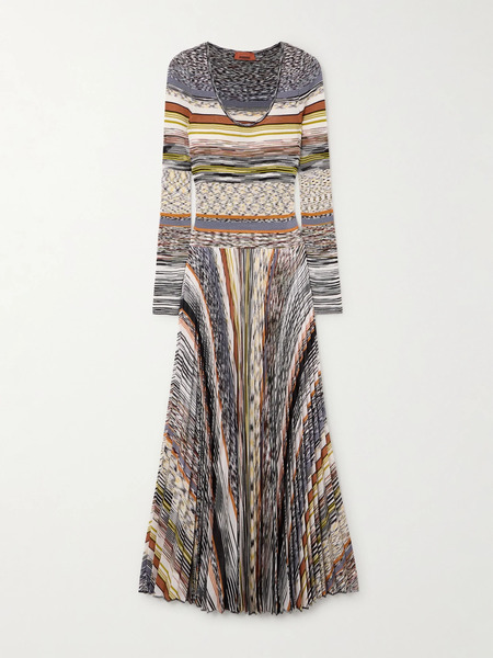  Missoni Missoni - Pleated Striped Knitted Midi Dress - Multi 