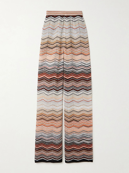  Missoni Missoni - Sequin-embellished Striped Metallic Crochet-knit Wide-leg Pants - Multi 