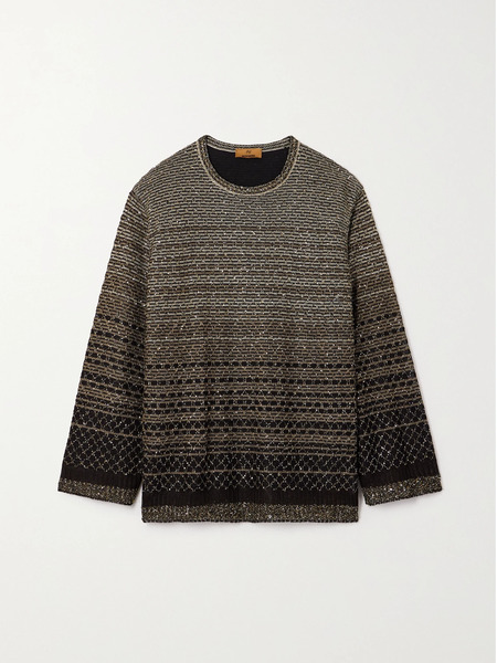  Missoni Missoni - Sequined Striped Metallic Crochet-knit Sweater - Multi 