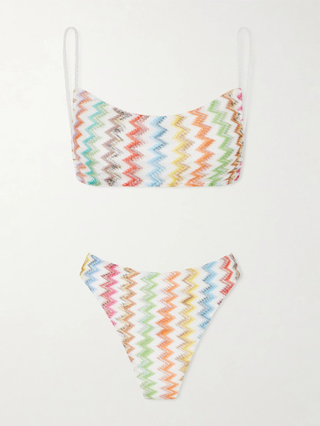 Missoni Missoni - Striped Crochet-knit Triangle Bikini - White 