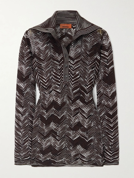  Missoni Missoni - Striped Crochet-knit Wool-blend Sweater - Brown 