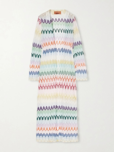  Missoni Missoni - Striped Metallic Crochet-knit Cardigan - White 