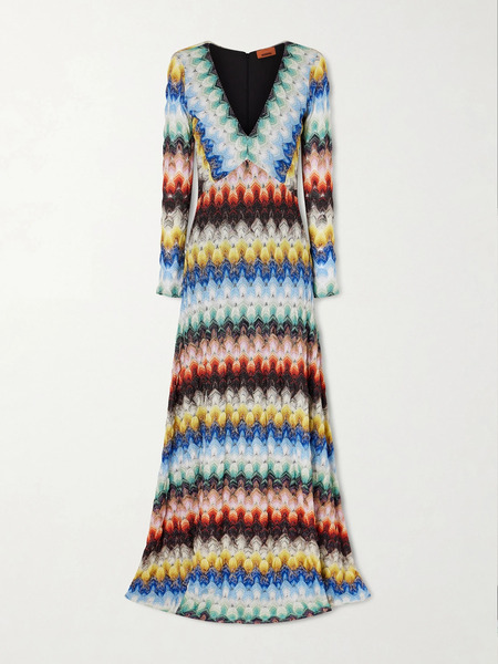  Missoni Missoni - Striped Metallic Crochet-knit Maxi Dress - Multi 