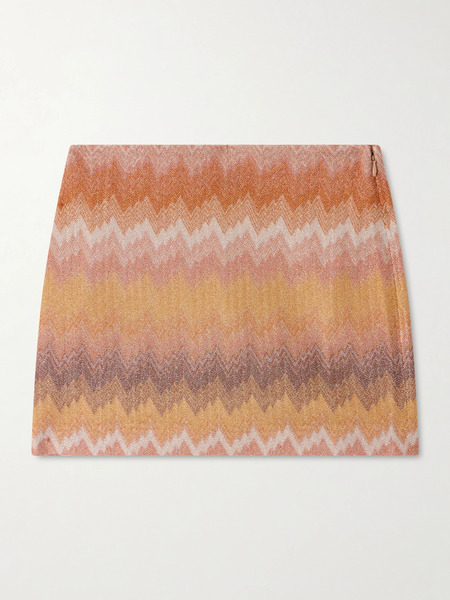  Missoni Missoni - Striped Metallic Crochet-knit Mini Skirt - Gold 