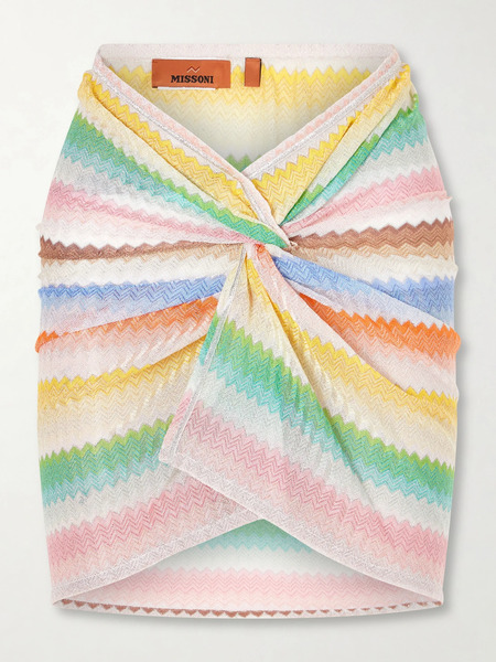  Missoni Missoni - Striped Metallic Crochet-knit Mini Skirt - Multi 