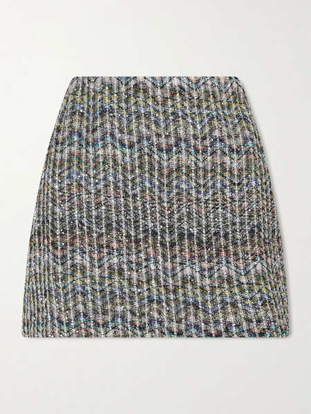  Missoni Missoni - Striped Metallic Crochet-knit Mini Skirt - Purple 