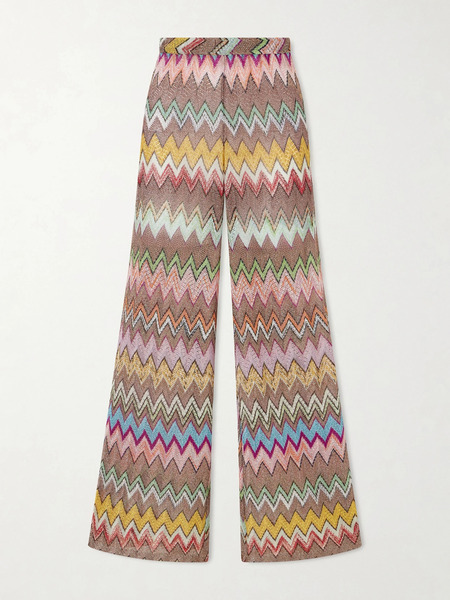  Missoni Missoni - Striped Metallic Crochet-knit Wide-leg Pants - Multi 