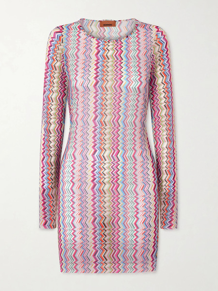  Missoni Missoni - Striped Stretch-jersey Mini Dress - Pink 