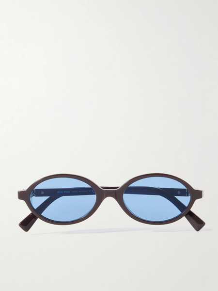  Miu Miu Eyewear Miu Miu Eyewear - Oval-frame Acetate Sunglasses - Brown 