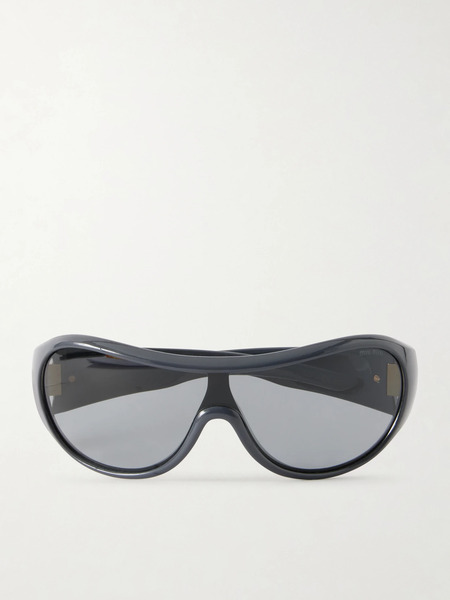  Miu Miu Eyewear Miu Miu Eyewear - Rounded-frame Acetate Sunglasses - Black 