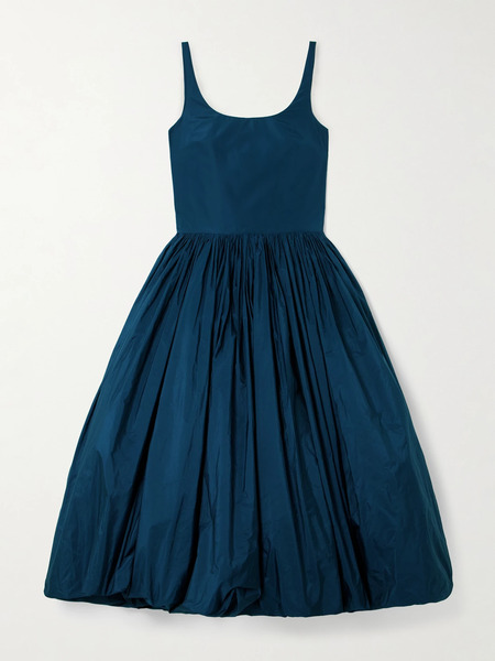  Molly Goddard Molly Goddard - Lettice Gathered Taffeta Midi Dress - Blue 
