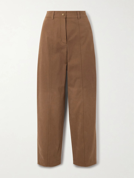  Moncler Moncler - Appliquéd Cotton-blend Gabardine Straight-leg Pants - Brown 