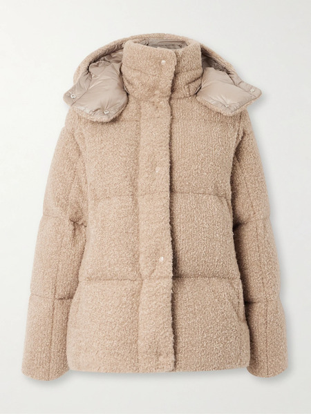  Moncler Moncler - Appliquéd Quilted Metallic Bouclé Hooded Down Jacket - Beige 