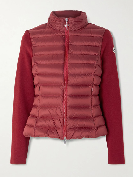  Moncler Moncler - Appliquéd Wool-blend And Quilted Shell Down Cardigan - Red 
