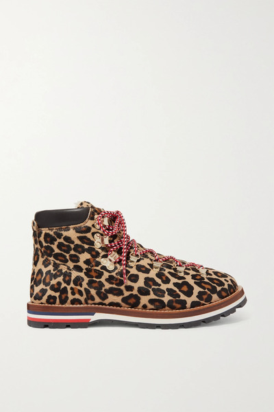  Moncler Moncler - Blanche Shearling-lined Calf Hair Ankle Boots - Leopard Print 