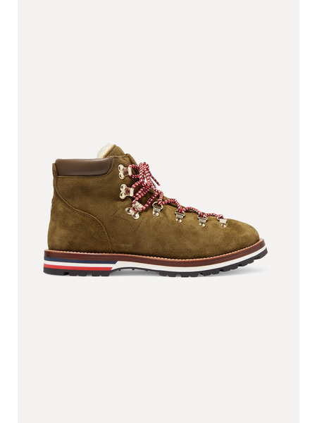  Moncler Moncler - Blanche Shearling-lined Suede Ankle Boots - Army Green 