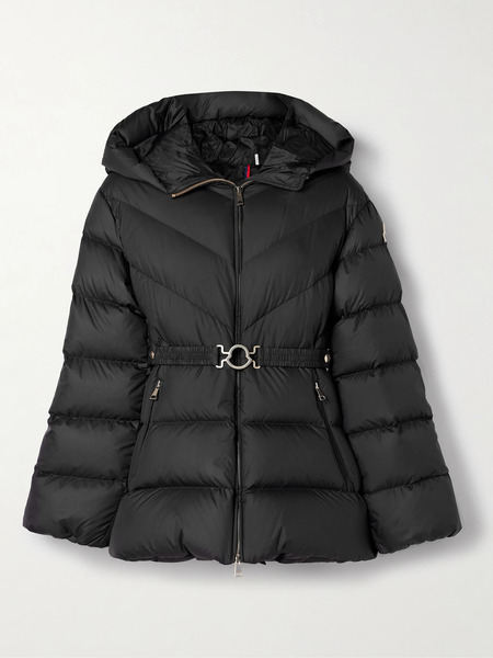  Moncler Moncler - Brosse Belted Hooded Appliquéd Quilted Shell Down Jacket - Black 