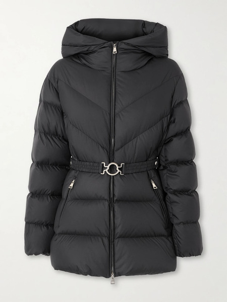  Moncler Moncler - Brosse Belted Hooded Appliquéd Quilted Shell Down Jacket - Black 