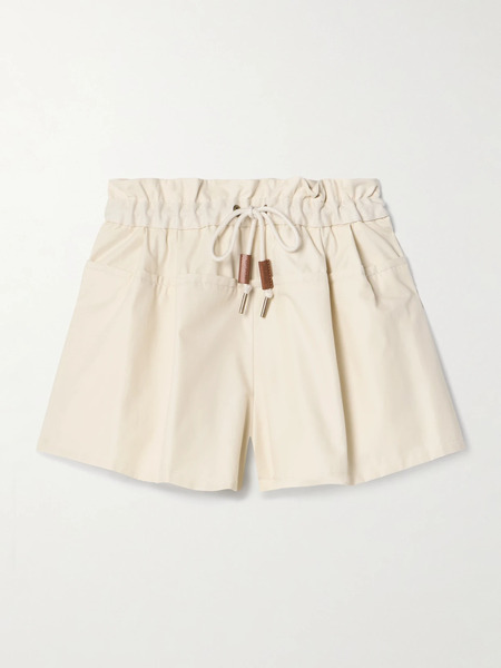  Moncler Moncler - Canvas-trimmed Paneled Cotton-blend Shell Shorts - Cream 