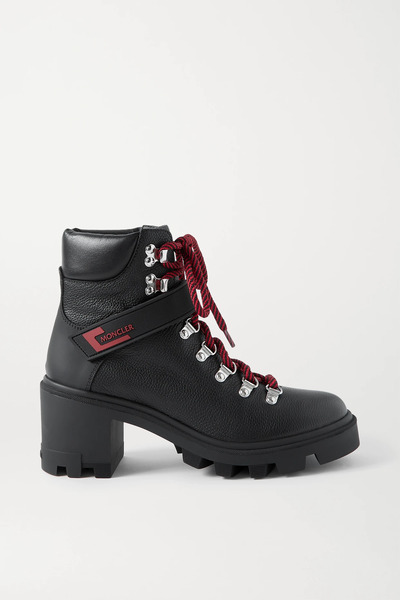  Moncler Moncler - Carol Rubber-trimmed Textured-leather Ankle Boots - Black 