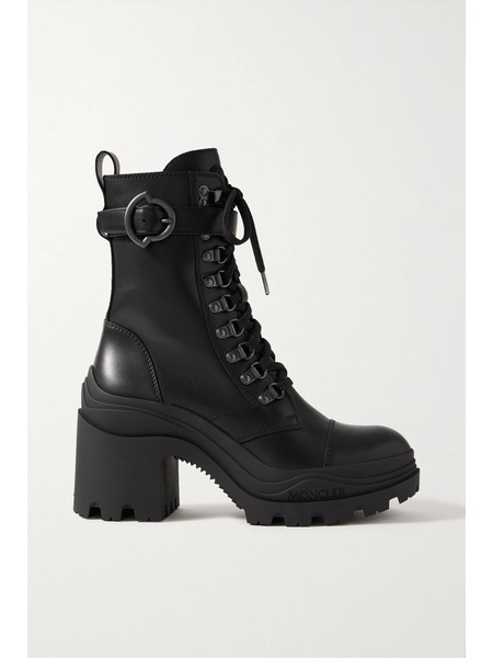  Moncler Moncler - Envile Buckled Leather Combat Boots - Black 