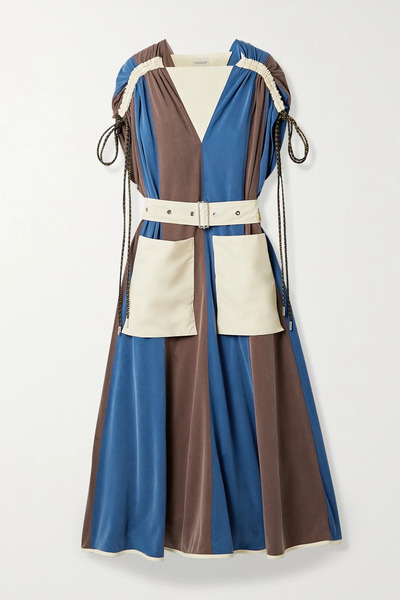  Moncler Genius Moncler Genius - + 2 Moncler 1952 Abito Paneled Shell And Washed Cupro-blend Midi Dress - Navy 