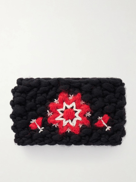  Moncler Grenoble Moncler Grenoble - Embroidered Wool-blend Headband - Black 