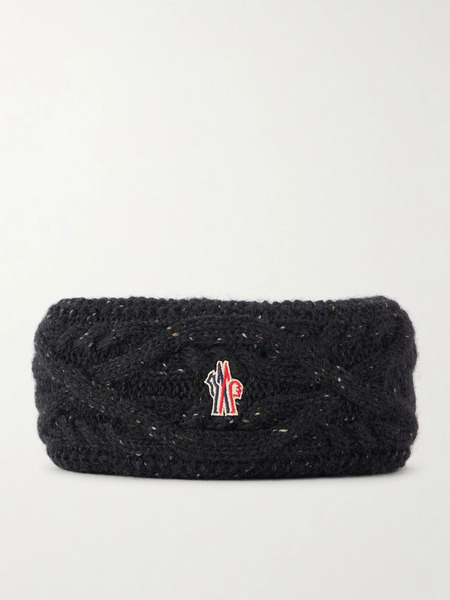  Moncler Grenoble Moncler Grenoble - Logo-appliquéd Knitted Wool-blend Headband - Black 