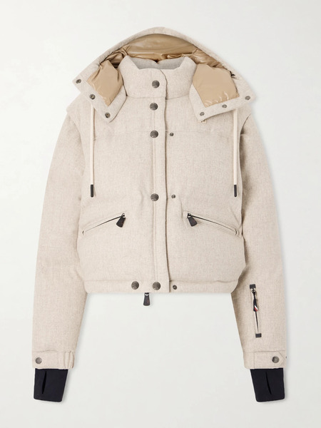  Moncler Grenoble Moncler Grenoble - Yintab Convertible Hooded Padded Wool-flannel Down Ski Jacket - Beige 