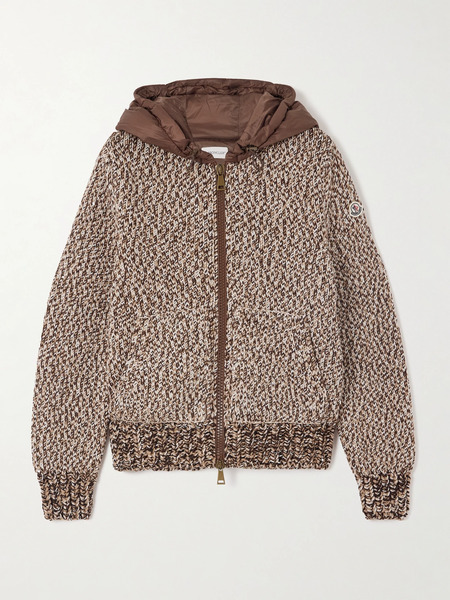  Moncler Moncler - Hooded Quilted Shell-trimmed Wool Cardigan - Light Brown 