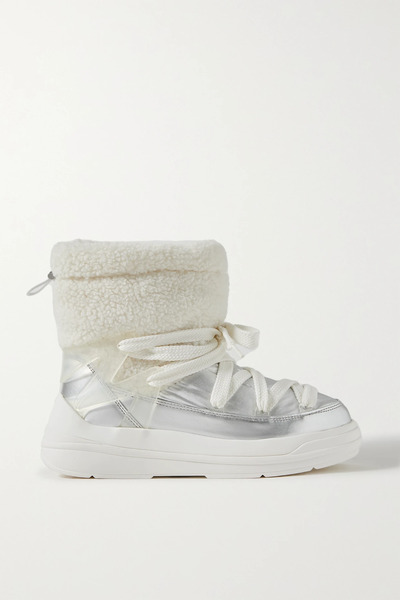  Moncler Moncler - Insolux M Rubber-trimmed Fleece, Metallic Shell And Leather Snow Boots - White 