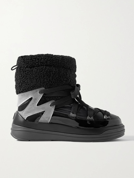  Moncler Moncler - Insolux M Rubber-trimmed Fleece, Shell And Patent-leather Snow Boots - Black 