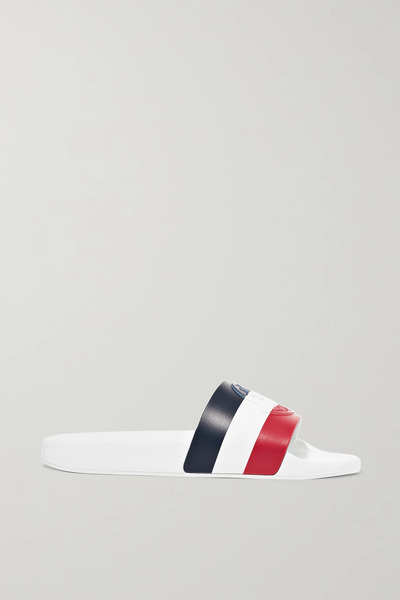  Moncler Moncler - Striped Rubber Slides - White 