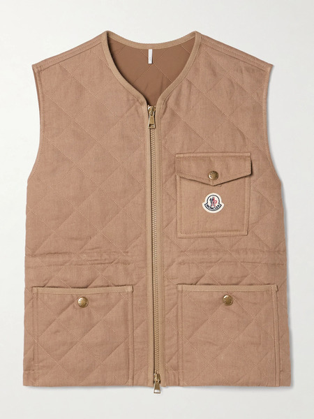  Moncler Moncler - Vigny Padded Quilted Linen Vest - Brown 
