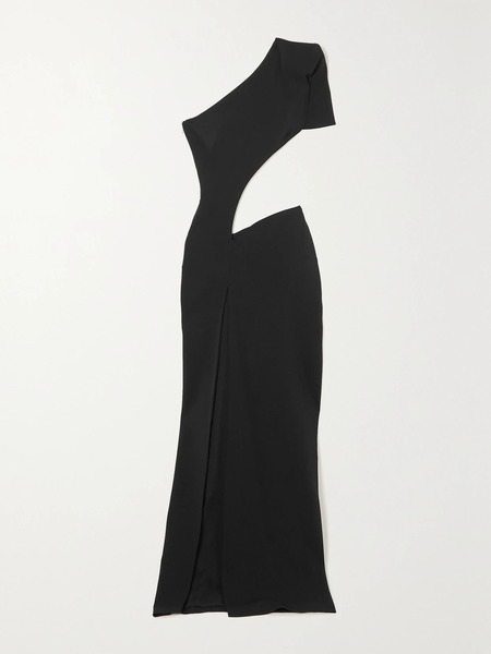  Mônot Mônot - One-shoulder Cutout Crepe Gown - Black 