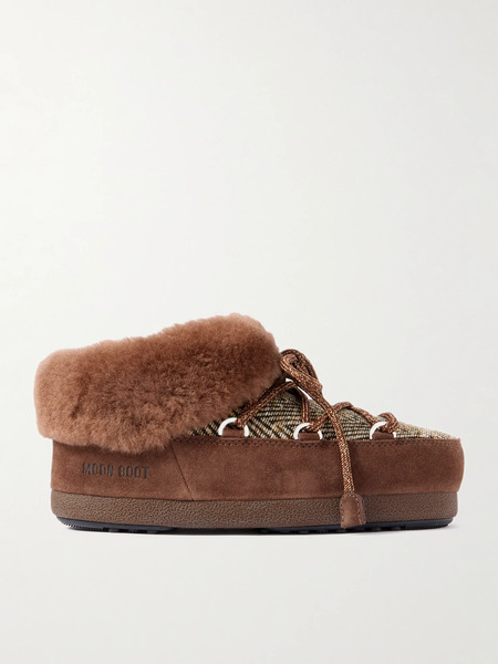  Moon Boot Moon Boot - + Guest In Residence Evx Chalet Plush And Suede-trimmed Knitted Platform Slip-ons - Brown 