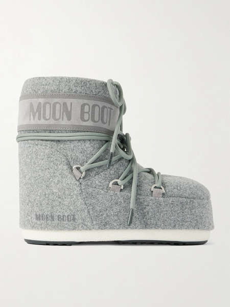  Moon Boot Moon Boot - Icon Low Felt And Suede Snow Boots - Gray 