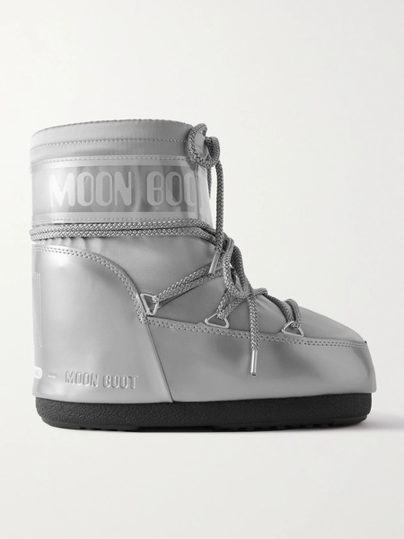  Moon Boot Moon Boot - Icon Low Glance Shell And Pvc Snow Boots - Silver 