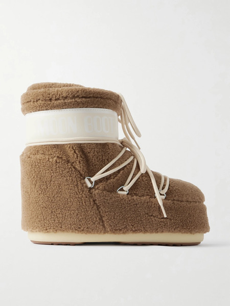  Moon Boot Moon Boot - Icon Low Nylon-trimmed Fleece Snow Boots - Camel 