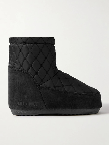  Moon Boot Moon Boot - Icon Low Suede-trimmed Quilted Shell Snow Boots - Black 
