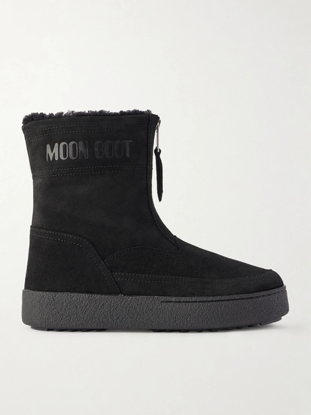  Moon Boot Moon Boot - Lara Suede And Shearling Ankle Boots - Black 