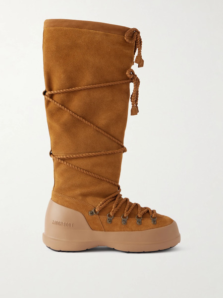  Moon Boot Moon Boot - Luna Suede Knee Boots - Dark Brown 