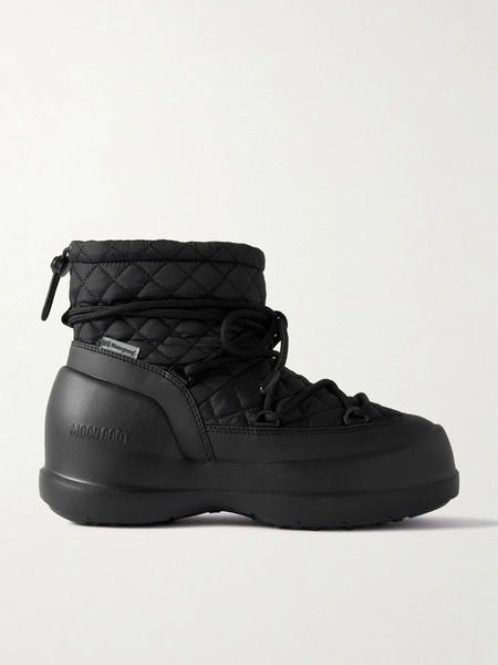  Moon Boot Moon Boot - Mezzaluna Mid Rubber And Quilted Shell Snow Boots - Black 