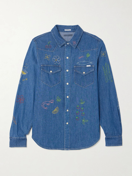  Mother Mother - All My Eyes Embroidered Denim Shirt - Blue 